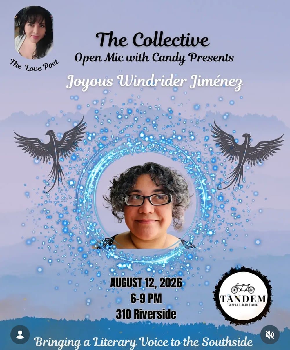 Joyous Windrider Jimenez — Bringing a Literary Voice to the Southside — event flyer