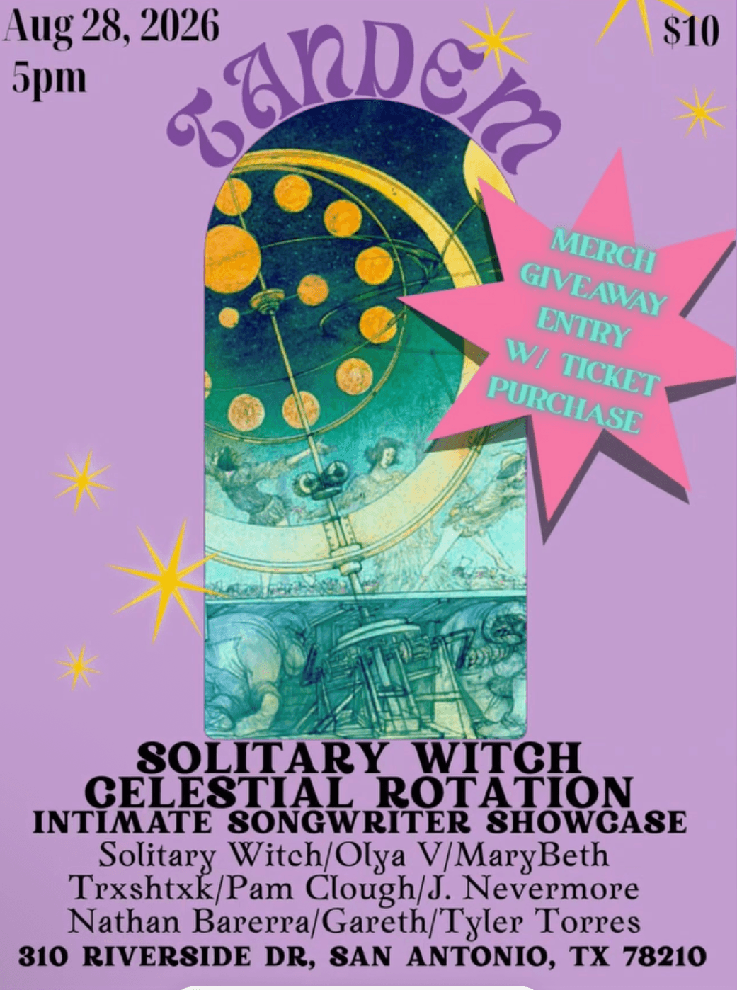 Solitary Witch: Celestial Rotation — Intimate Songwriter Showcase — event flyer