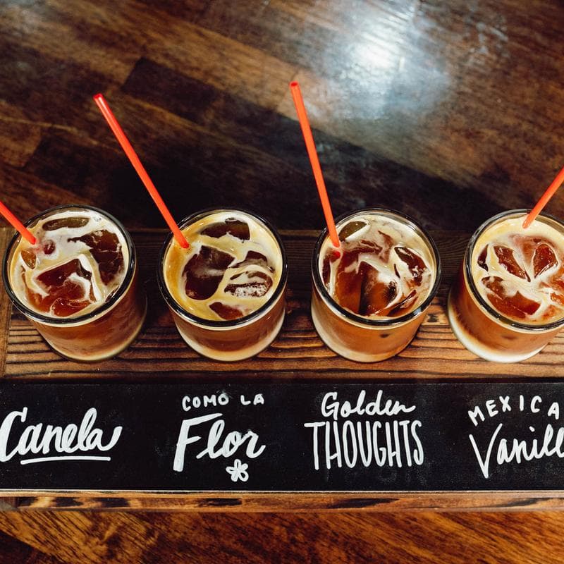 Coffee drinks on the table at Tandem